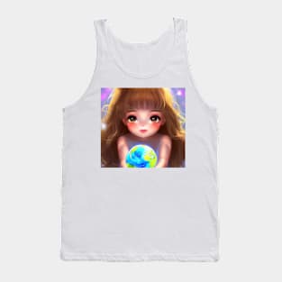 Save the earth cute girl Tank Top